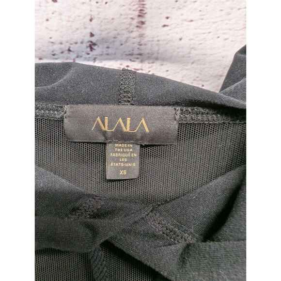 Alala Black Mesh Triangle Neck Drawstring Hoodie Athleisure Hooded Pullover - Picture 4 of 11